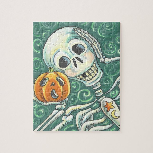 ÉCOUTEZ VOTRE CITROUILLE, HALLOWEEN SKELLY PUZZLE (Vertical)
