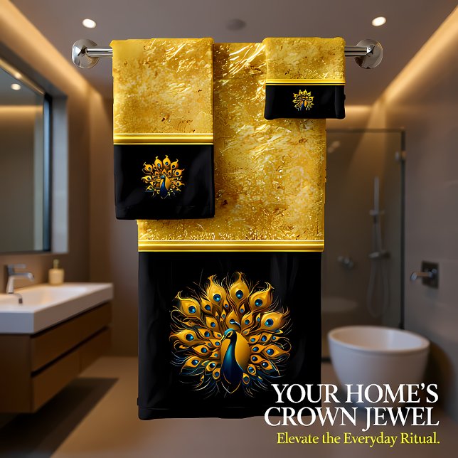 Écran Majestueux Peacock Bleu Et Or (Créateur téléchargé)