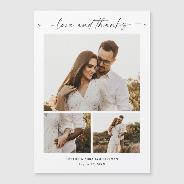 Écran moderne 3 Photo Mariage magnétique Merci (Devant)