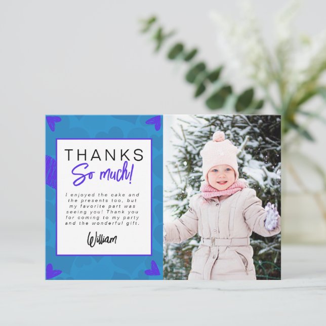 Écraseur de coeur Enfants Photo Anniversaire Merci (Debout devant)