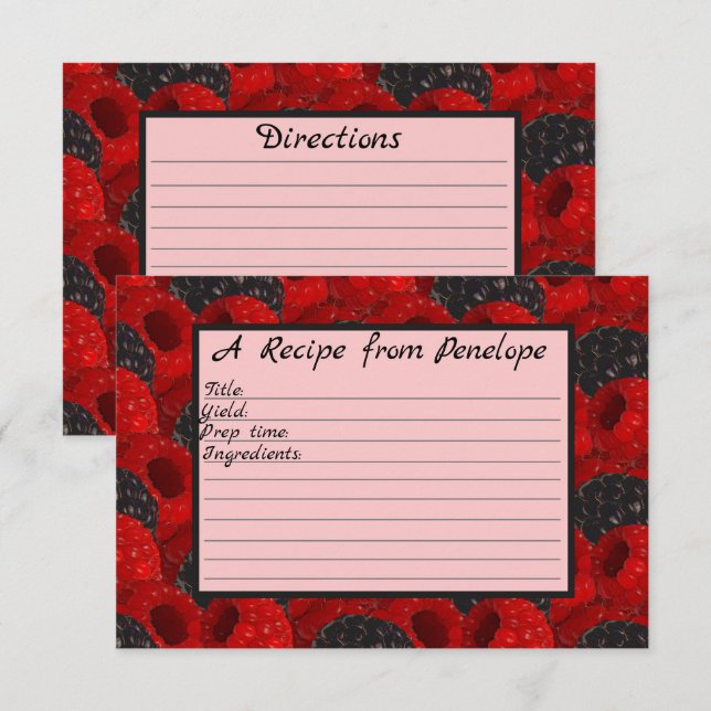 Écrire sur la carte de recette Juicy Berry Motif e (Devant / Derrière)