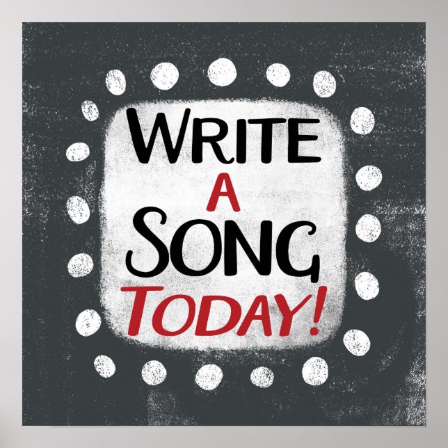 Écrire Une Chanson Aujourd'Hui Poster Wall Art (Devant)