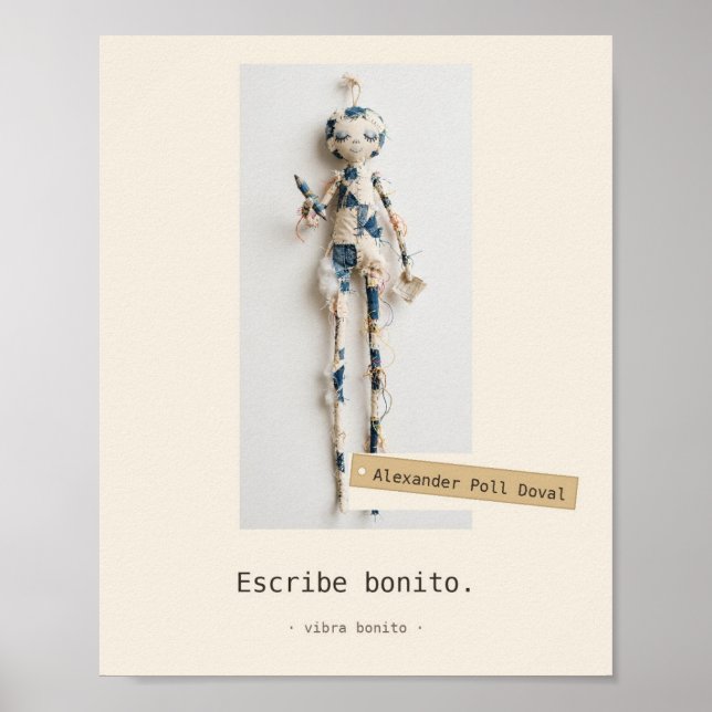 Écris joliment — Jouets de Tissu Affiche (Devant)