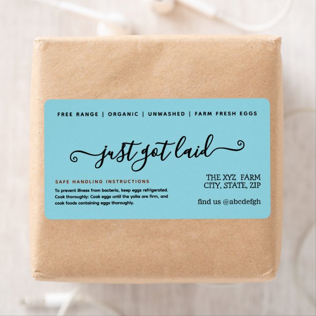 Écrit à la main Funky Chicken Egg Carton Étiquette (En situation)