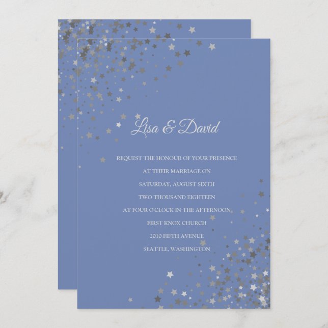 Écrit Dans Le Faire-part de mariage Stars (Devant / Derrière)