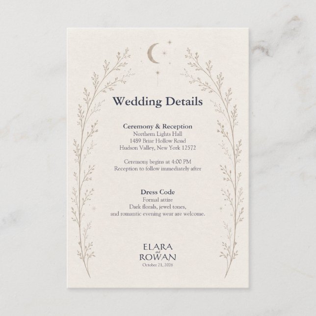 Écrit dans les Étoiles Invitation de Mariage Céles (Devant)