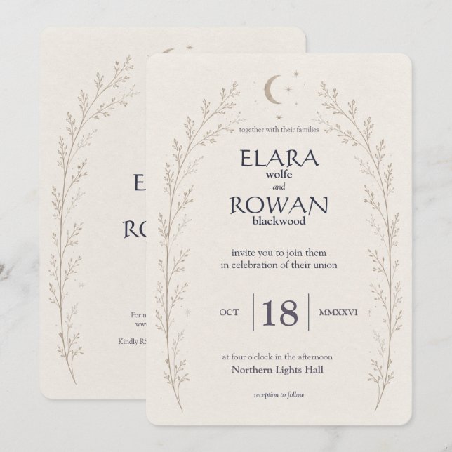 Écrit dans les Étoiles Invitation de Mariage Céles (Devant / Derrière)