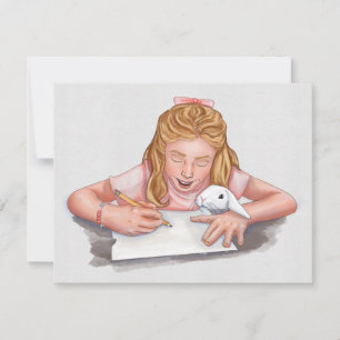 Écriture avec animal de compagnie lapin papier/ori