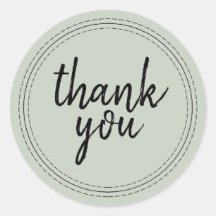 Écriture Chic Pastel Green Merci Étiquette cadeau