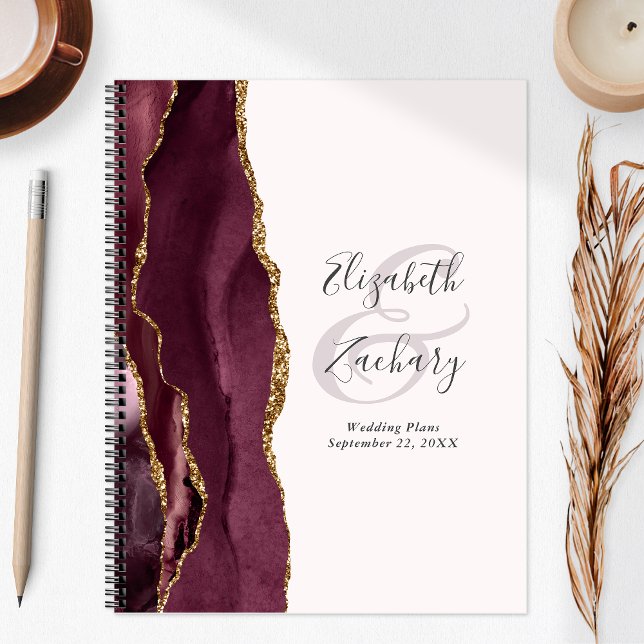 Écriture de géode d'agate bordeaux rose gold maria (Créateur téléchargé)