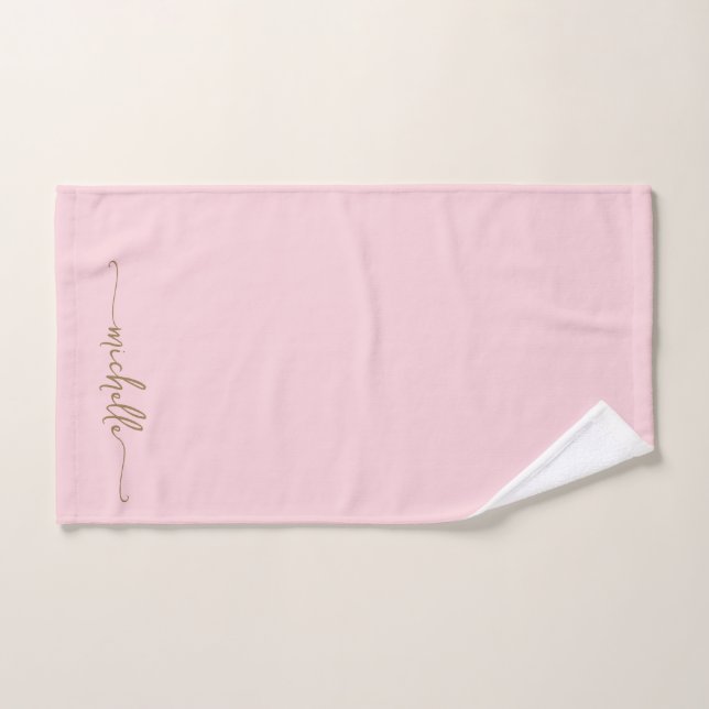Écriture de nom à monogramme élégant rose poudré o (Serviette à main)