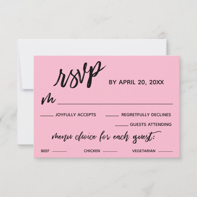 Écriture décontractée Choix de menu Moyen Rose RSV (Devant)