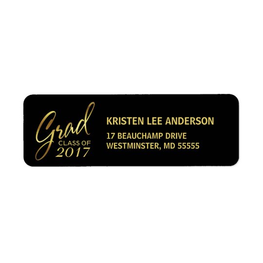 Écriture élégante de feuille d'or de Faux Étiquette D'adresse Retour