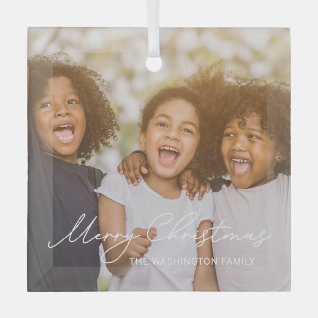 Écriture élégante Photo personnalisée Ornement de  (Recto)