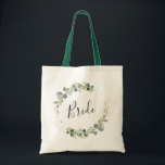 écriture élégante verdure feuillage de mariée sac<br><div class="desc">calligraphie simple script aquarelle vert sac fourre-tout mariage mariée</div>