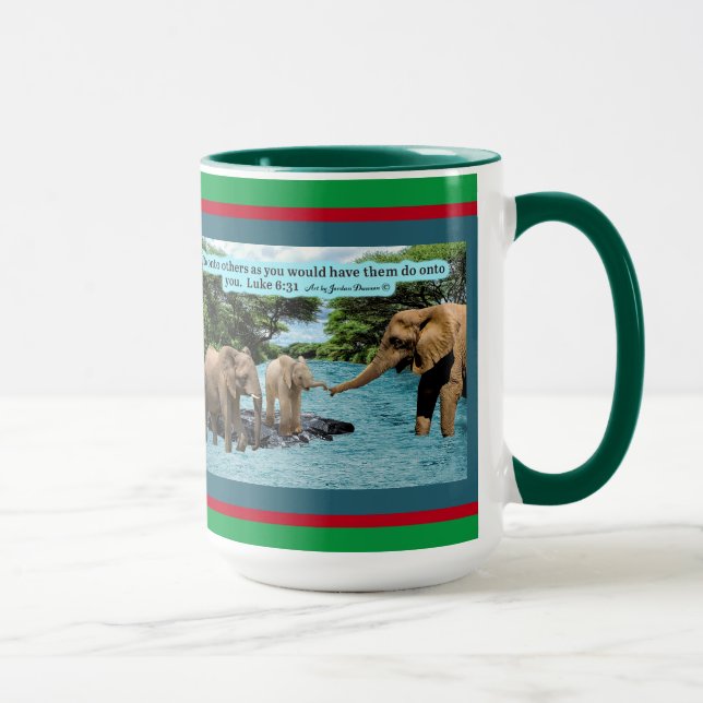 Écriture Eléphante de vacances Luc 6:31 Mug (Droite)