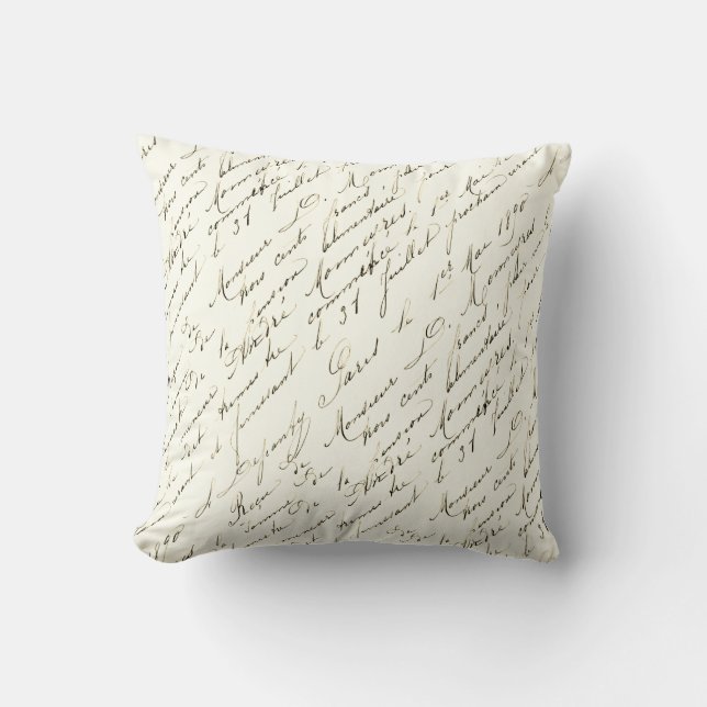 Écriture française Gold Fleur de Lis Coussin Vinta (Recto)