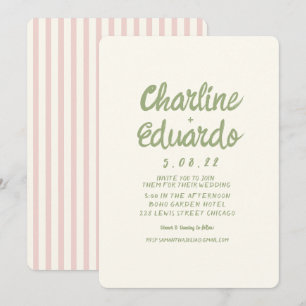 Écriture manuelle Pastel Retro Simple Faire-part d