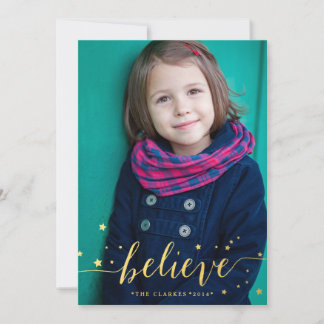 Écriture manuscrite Gold Believe | Carte photo de