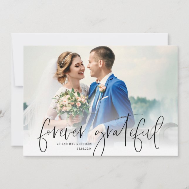 écriture manuscrite mariage merci carte photo (Devant)