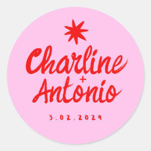 Écriture manuscrite rose Sticker rectangulaire Ret