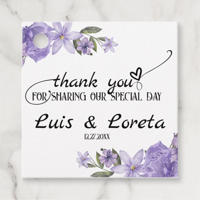 Écriture Mariage Favor Étiquette (Devant)