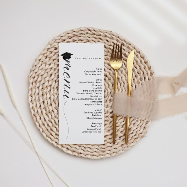 Écriture moderne Graduation dîner menu (Créateur téléchargé)