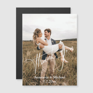 écriture moderne merci mariage photo aimant