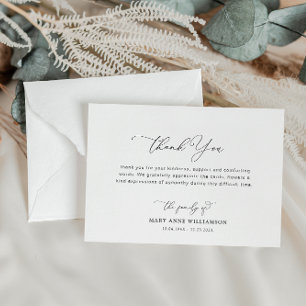 écriture noire funérailles merci note