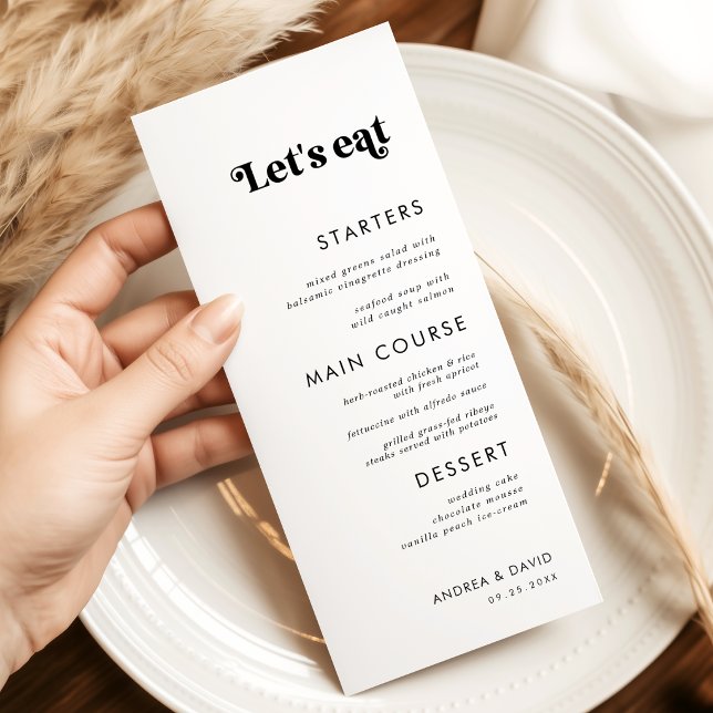 Écriture Rétro Fantaisiste Let's Eat Menu Mariage  (Créateur téléchargé)