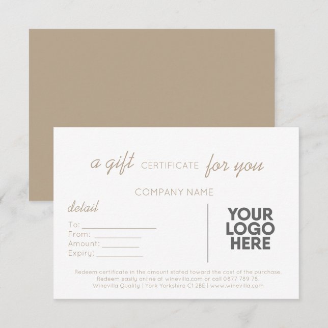 Écriture Simple Taupe Cadeau Professionnel Avec Lo (Devant / Derrière)