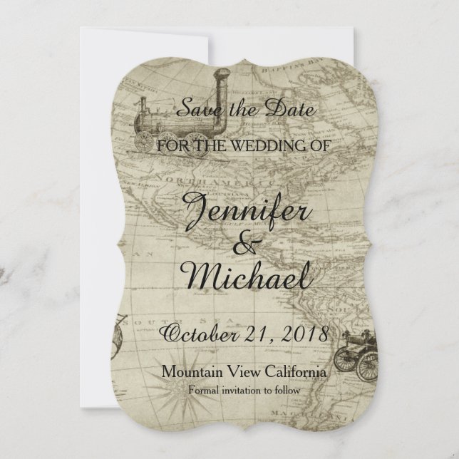 Écrivez la Date de Mariage Calligraphie Carte Vint (Devant)