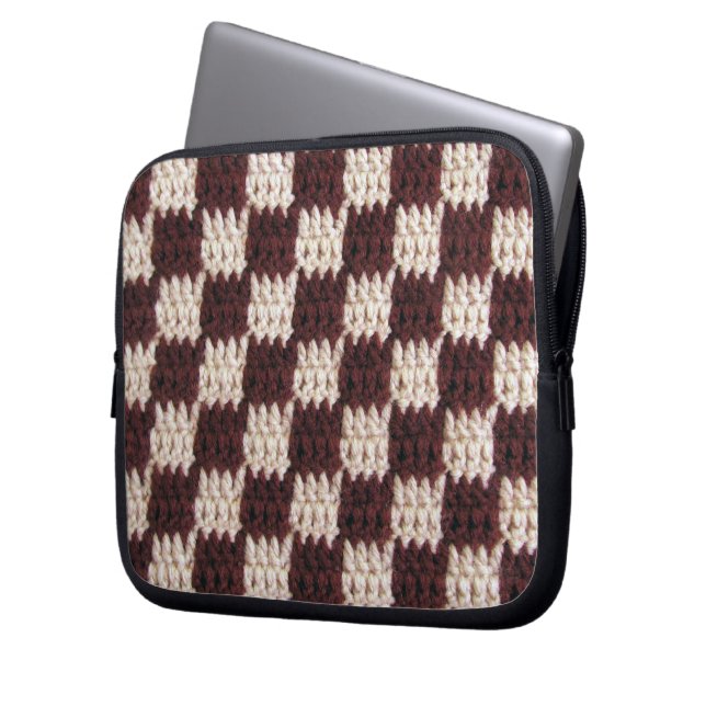 Ecru Checker Artisan Crochet Imprimer sac électron (devant gauche)