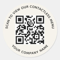 Ecru Menu Stickers Code QR Round Custom Company