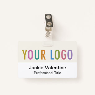 Ecru PVC Nom Badge Horizontal Logo Code de travail