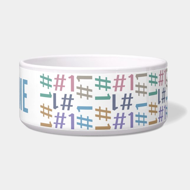 Écuelle "# 1" Motif nom personnalisé bol d'animal (Droite)