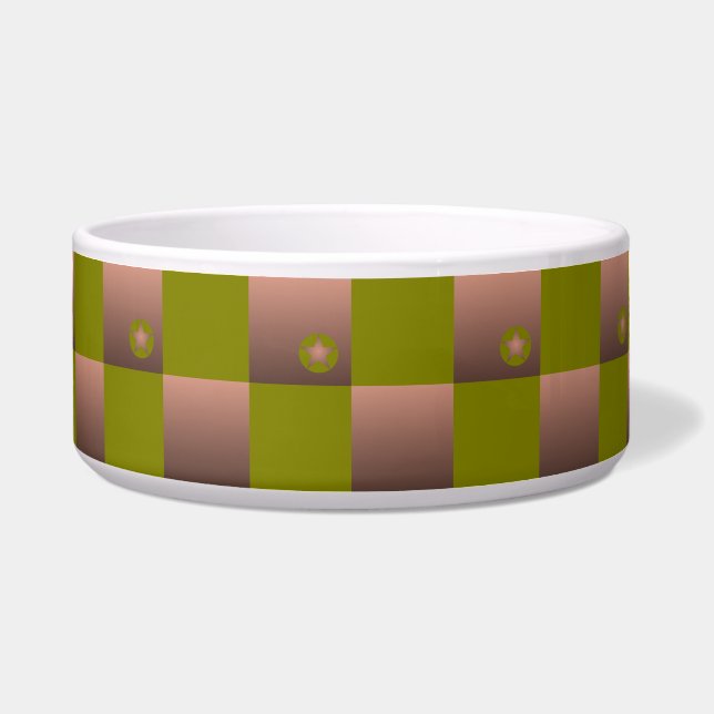 Écuelle à damiers motif en brun et vert olive (Devant)