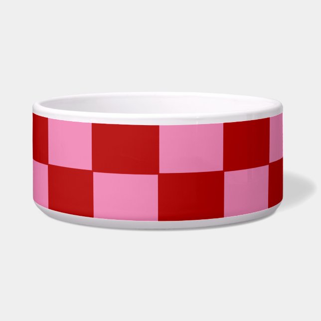 Écuelle à damiers rouge et rose chaud (Devant)