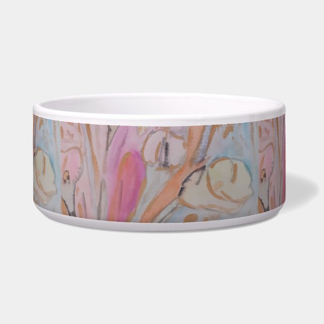 Écuelle Abstrait Pastel Floral Ceramic Pet Bowl (Devant)