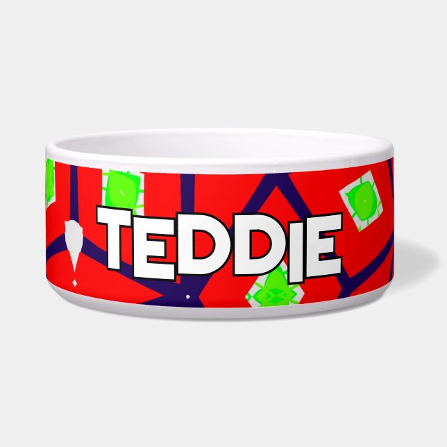 Écuelle Abstrait vert rouge vif (Devant)