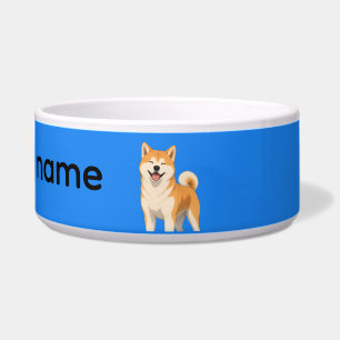 Écuelle Akita heureux d'anime et nom de chien personnalisé