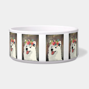 Écuelle American Eskimo Chien race Flower Crown