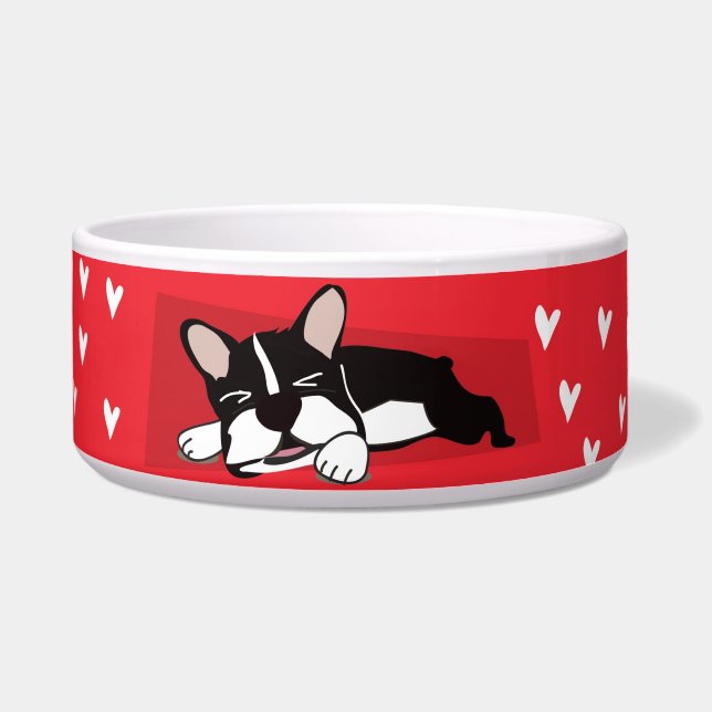 Écuelle Amour de bouledogue français - cuvette de chien (Devant)