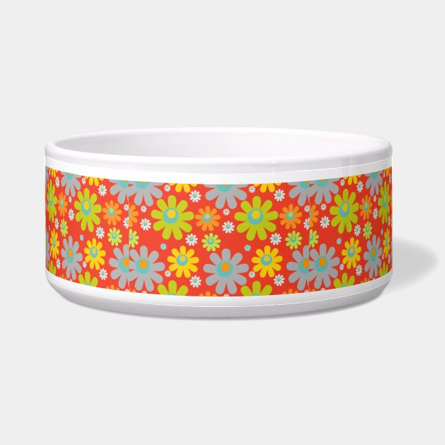 Écuelle amoureux de fleurs Céramique Pet Bowl (Devant)