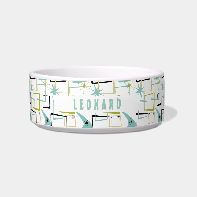 Écuelle Amusant Espace du milieu du siècle Nom des Carrés  (Devant)