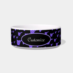 Écuelle Animal de compagnie Motif de Kitty noir et pourpre