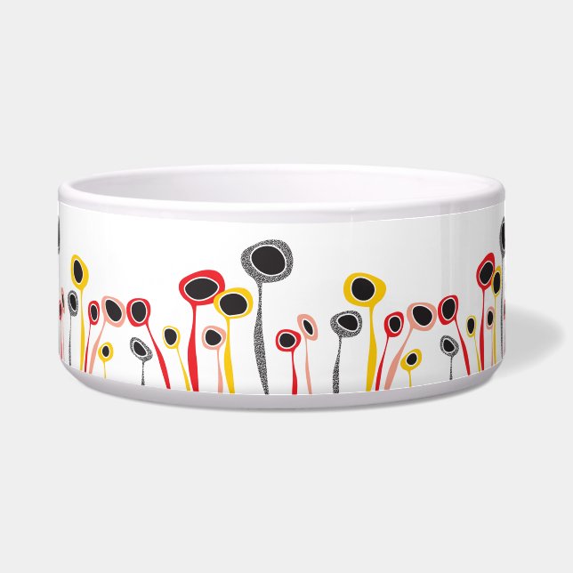 Écuelle Animaux de compagnie à fleurs rétro (Devant)