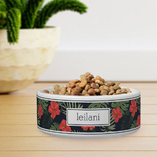 Écuelle Animaux de compagnie Motif de l'Hibiscus rouge tro