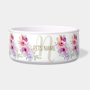 Écuelle Animaux Monogramme Coloré rose Pêche Floral Élégan