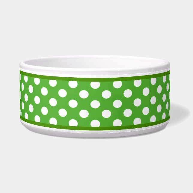 Écuelle Apple Green Polka Motif en céramique bol de chien (Devant)
